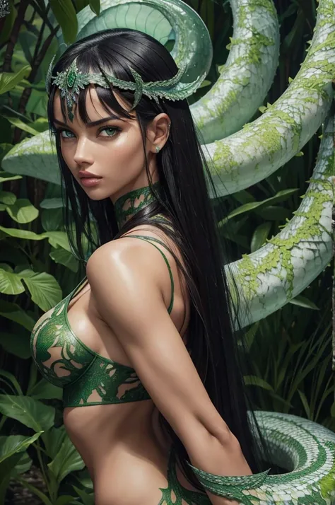 Adriana Lima, ultra detailed face, ultra detailed green eyes, bangs, ASS, (((Lamia, masterpiece)))