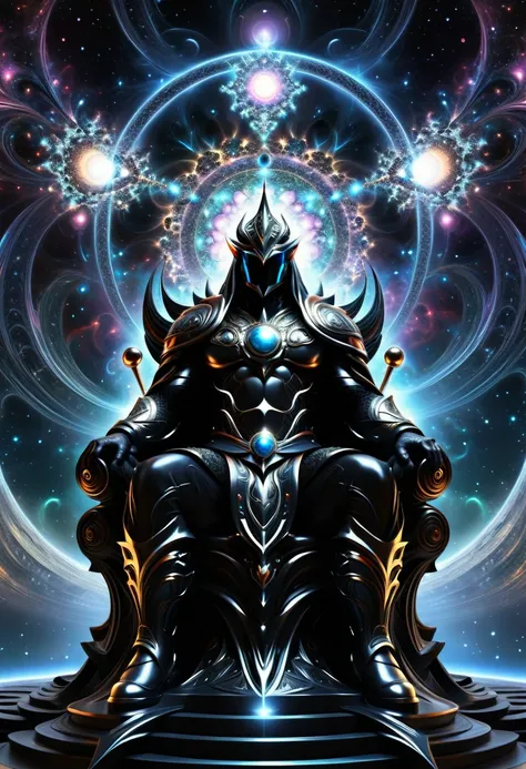 Hes the one who move the entire universe. From the beginning of creation, he push and expand the universe forward and forward. Hes the unstoppable son of Time.(( the God of the Dark Energy sits on his throne)),((fractal)),((deep wiew)),photographic,ultra h...