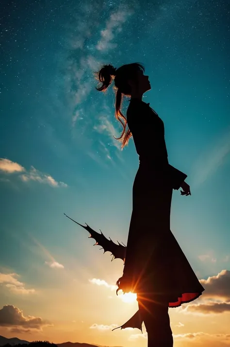 Dragon Ascending to Heaven、The silhouette of a girl looking at it