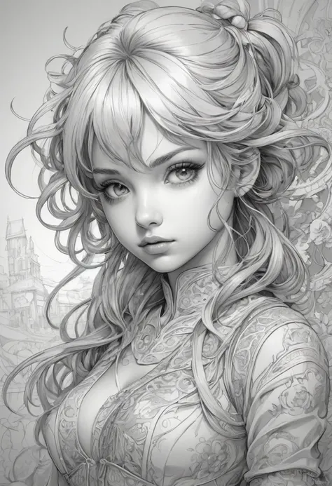 Anime Line Art, By Lois Van Baarle, Highest quality, masterpiece, so beautiful, Perfect composition, Intricate details, Very detailed