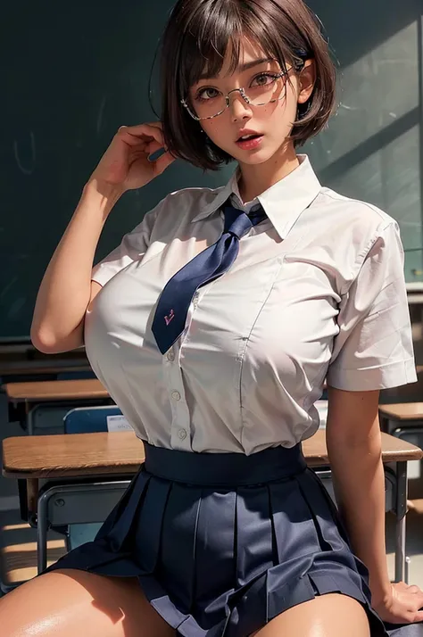 ((one japan)), cute girls,  (16-year-old japanese woman:1.2), (((school uniform), (white shirt), (navy blue pleated skirt), mini...