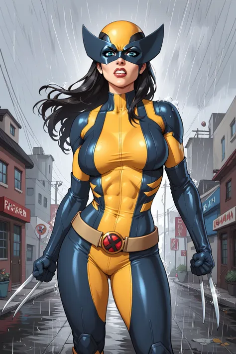 score_9, score_8_up, score_7_up, masterpiece, high quality, break
lrakinyx, long hair, mask, bodysuit, gloves, belt, angry, rain...