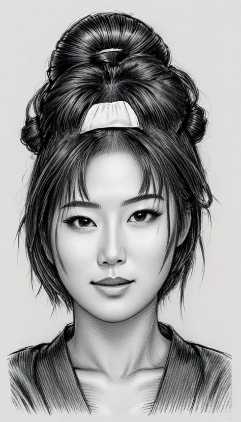 drawing of a geisha, realistic sketch, hyperrealistic sketch, detailed pencil sketch, pencil sketch, realistic digital drawing, ...