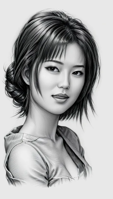 drawing of a geisha, realistic sketch, hyperrealistic sketch, detailed pencil sketch, pencil sketch, realistic digital drawing, ...