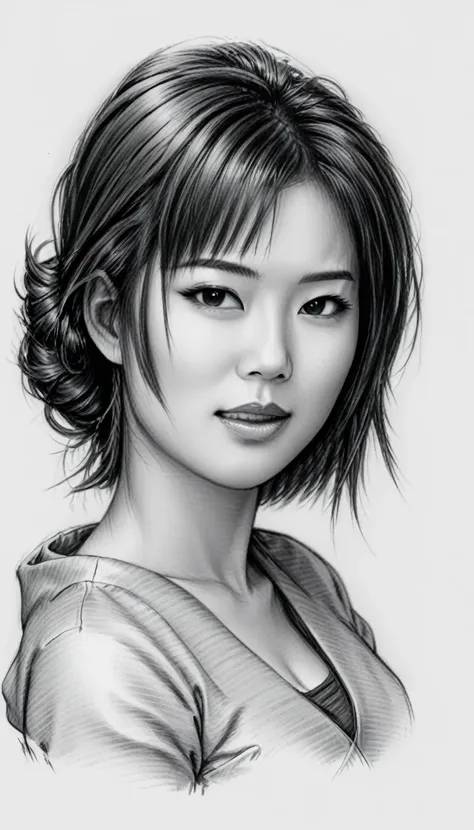 drawing of a geisha, realistic sketch, hyperrealistic sketch, detailed pencil sketch, pencil sketch, realistic digital drawing, ...