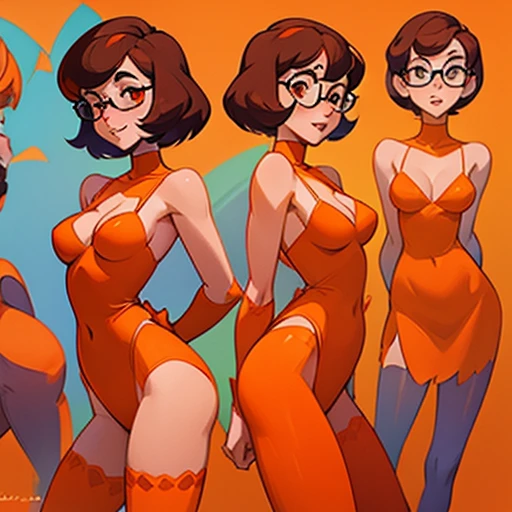 Sexy Orange Lingerie  design inspired by velma dinkley (Scooby doo), in various views (front and back) 