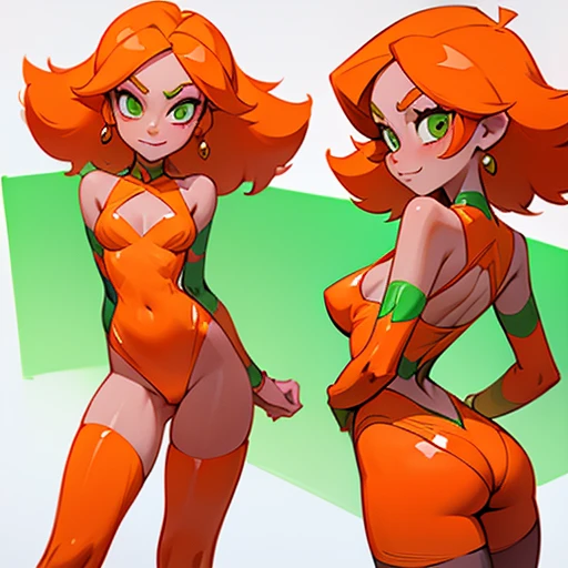 Sexy Orange Lingerie  design inspired by geen Tennyson (ben 10), in various views (front and back) 