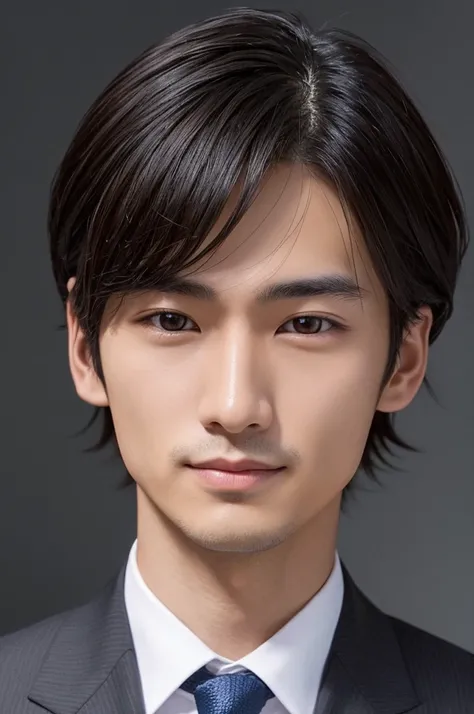 Sure, here is the prompt:

"Create a realistic illustrated icon of a young Japanese man in his 30s. He has short, straight dark hair, prominent cheekbones, a slightly wide nose, and a thin smile. He is wearing a suit and tie, posed against a warm and invit...