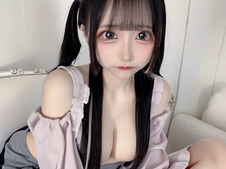 (((Sitting with legs stretched out))),(((Small breasts))),(((color々Najirai Kei Fashion)))、((Off the shoulder)),(((mini skirt)))、((Breasts and nipples visible))Highest quality、High resolution、超High resolution（Real：1.4）、(School:1.3)、18-year-old、Japanese wome...