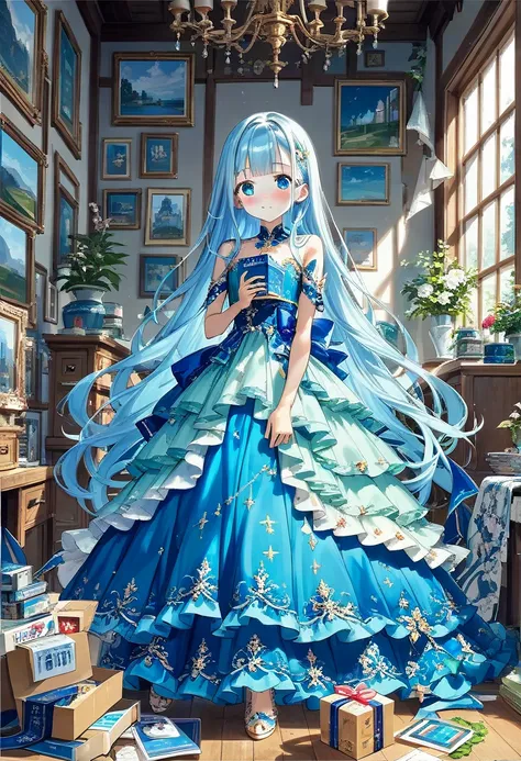 masterpiece, best quality, extremely detailed, (illustration, official art:1.1), 1 girl ,(((( light blue long hair)))), ,(((( li...