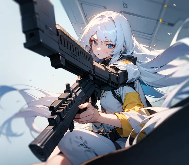 White long hair girl, Shootout，FPS