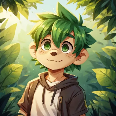 boy green hair and green eyes