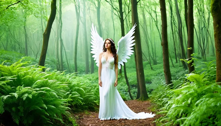 Beautiful angel in the forest