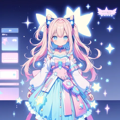 Star Fairy、cyber punk、Simple Background、Kawaii Tech,White background、pastel colour、cute、