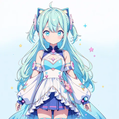 Star Fairy、cyber punk、Simple Background、Kawaii Tech,White background、pastel colour、cute、