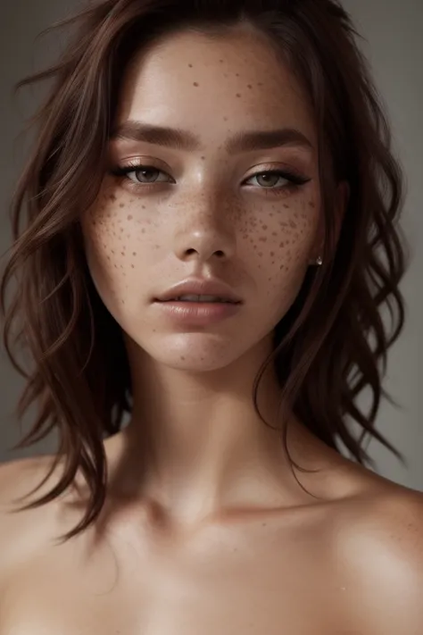 beautiful lady, freckles, dark makeup, hyperdetailed photography, soft light, head and shoulders portrait, cover