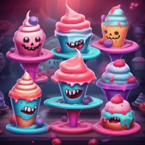 score_9, score_8_up, score_7_up, score_6_up, score_5_up, score_4_up, demon castle, elite squad of colorful soft serve ice cream ...