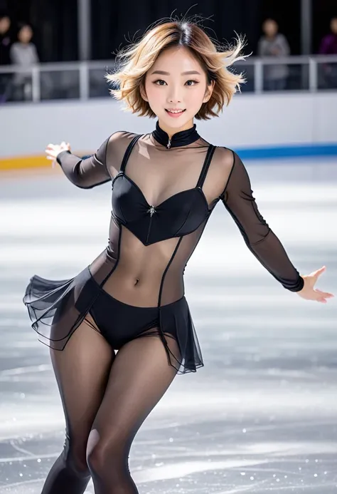 Age 27、Figure skating、Bobcut、Japanese women、See through、underwear、The dynamic sensation of gliding on ice、Lesbians on Ice