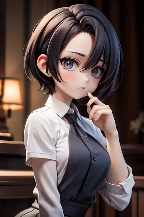 Cool woman,Sharp,Hairstyle: Short hair,The forehead is visible,front,Married Woman,mother,front向いている,front図,Shortcuts,Short Hair,Berry Short
