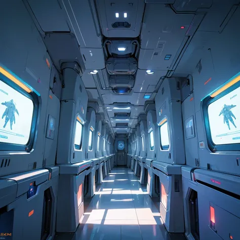 a closeup of a car on a futuristic space station, spaceship hallway background, Interior of an alien spaceship, spaceship hallway, futuristic spaceship interior, Inside a spaceship, Spaceship interior, Inside a spaceship, High-tech spaceship interior., sci...