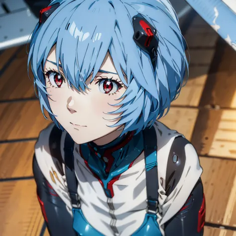 Rayanami, Rei Ayanami, (Ayanami Rei:1.2), Blue Hair, short hair, (Red eyes:1.3), break bodysuit, headgear, Plug Suit, Black bodysuit, break outdoors, city, null, sun, cloud, break looking at viewer, (Cowboy Shot:1.5), break (masterpiece:1.2), Highest quali...