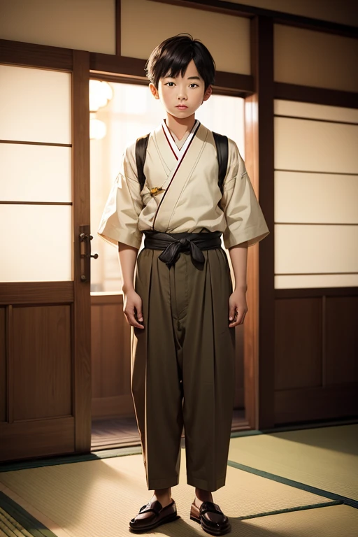 young japanese boy with antique style clothes