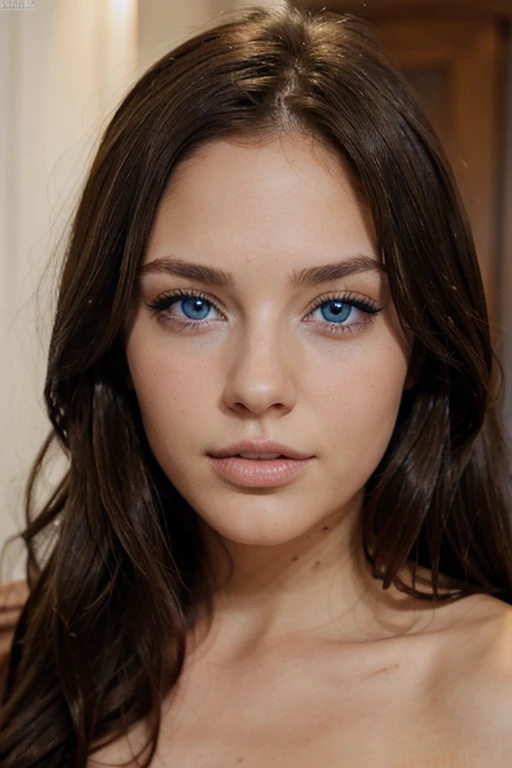 brunette with blue eyes luscious mouth