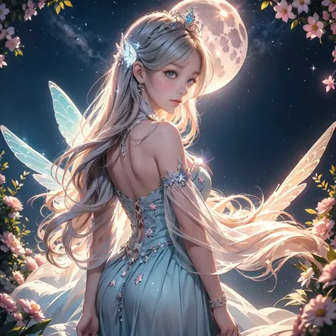 (Exquisite, beautiful, Very detailed, masterpiece, high resolution,high quality,High resolution),(Well-formed face,Soft and thin lines,Moonlit Night,Beautiful and delicate pastel color illustrations that are mature and transparent, Pixiv-inspired anime ill...