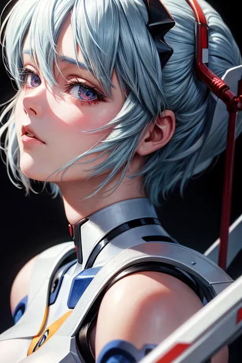 Realistic high detail portrait of rei ayanami,