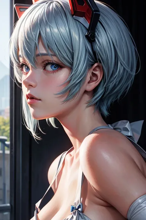 Realistic high detail portrait of rei ayanami,