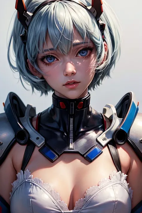 Realistic high detail portrait of rei ayanami, eye contact