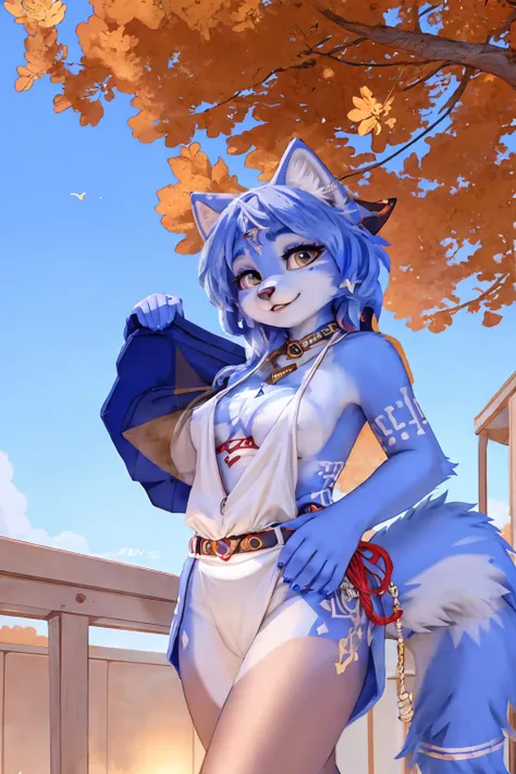 A beautiful and detailed (sweet picture ) wa ((krystal)), Star Fox krystal, sslim, green eyes, medium breasts, (((Long blue hair 1.3))), Decollete, look up, anthro, furry, Uploaded E621, detailed fluffy fur, (wa Fluff-Kevlar, Bayard Wu, personalize me, Pin...