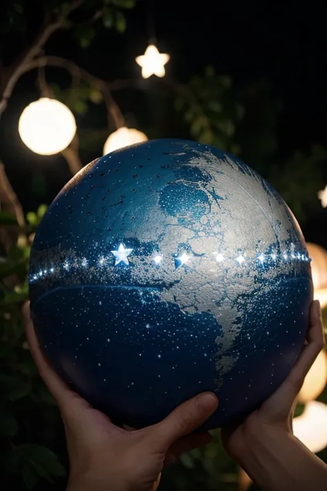 an animated ball that has stars in the background