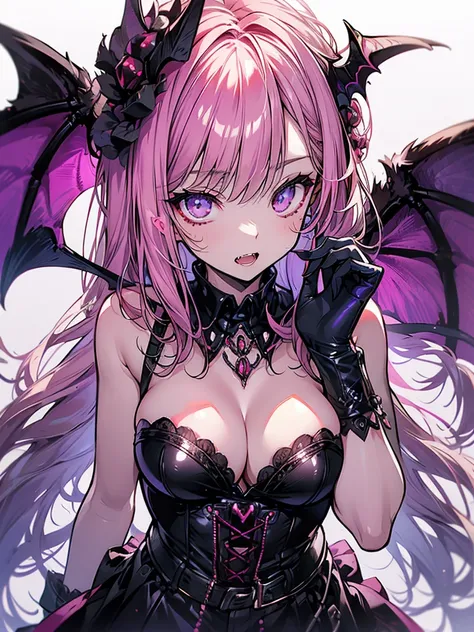 Succubus Succubus wings Eye-opening eyes Fangs visible from the mouth Cute Bat Vampire