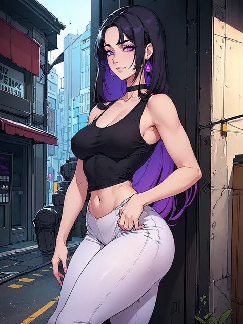 Just one girl,white skin,(glow up),Best quality, 4k, high resolution, body stuck outfits, perfect smile, light skin, ahegao face, purple eyes,(eyes colour is purple(beautiful eyes),detail eyes, realastic eyes,  long hair , long hime-style cut (hair colour ...