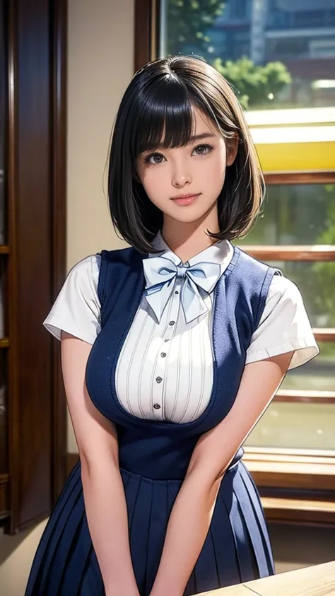 (masterpiece:1.2, Highest quality), (Realistic, photoRealistic:1.4), (Large Breasts:1.5), Beautiful illustrations, (Natural Side Lighting, Cinema Lighting), Written boundary depth, Looking at the audience, (Face Focus, Upper Body), Front view, 1 girl, Japa...