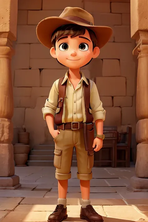 ((best qualityer)), ((work of art)), (detailded), 1 boy of approximately 8 years old with Indiana Jones style, he is in egypt