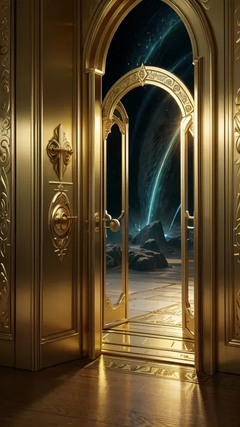 there is a large golden door from valhalla norse mythology that leads to a mountain range, gold gates of heaven!!!!!!!!, High Golden Heavenly Gates, the gates of argonath, the gates of heaven, entrance to the ethereal realm, gates of heaven, the entrance o...