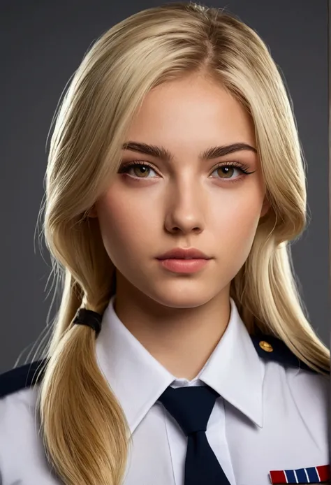 A blonde girl with uniform