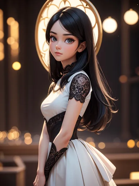 （masterpiece),((High quality)),(best beautiful:1.2),(work of art),((3D stereoscopic face)),8k resolution, (Disney-style), modern girl with a neutral face expression, close-up shot, directly facing the camera, straight long black hair, no blush, wearing a s...