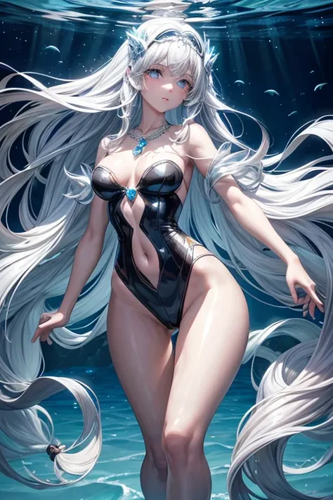 Complexion and Figure: The girl has a slender and ethereal figure, as if it were made of water and light.
fur: His skin is translucent, with a bluish tone reminiscent of the deep ocean.
Eyes and Look: His eyes are large and almond-shaped, with intense blue...