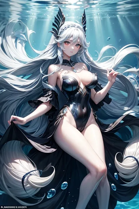 Complexion and Figure: The girl has a slender and ethereal figure, as if it were made of water and light.
fur: His skin is translucent, with a bluish tone reminiscent of the deep ocean.
Eyes and Look: His eyes are large and almond-shaped, with intense blue...