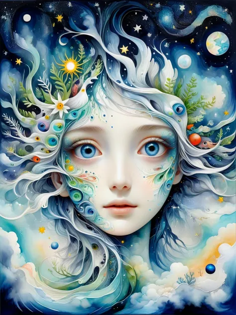 microorganism、plant、Marine life、Exquisite eyes、Starry Sky，Stitching together an abstract painting，Describing the inner world of autistic people，Sense of space，White Space，interesting，Innocence，Psychedelic Art