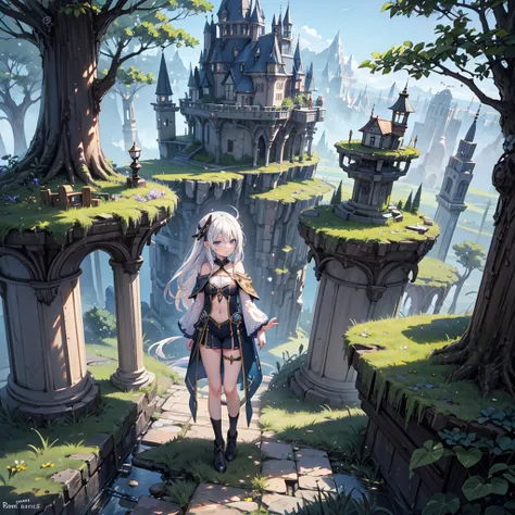 (Full body), solo, 1 beautiful girl wearing fantasy clothes, walkinig in the fantasy world, nature fantasy landcape background, random wearther
