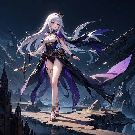 (Full body), solo, 1 beautiful girl wearing fantasy clothes, posing, in the fantasy landcape, stunning fantasy landcape background