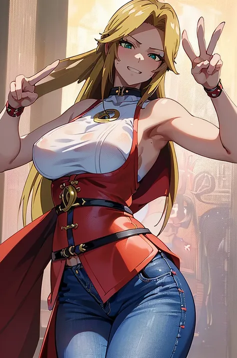 8k(small jeans,Red dress)
Masterpiece(woman,Huge breasts,Huge breasts:1.５,とても唇が赤いHuge breastsを強調,Big Ass,Narrow waist,Long legs,Green Eyes Standing)
8k(((Anime Style,Henyohe 8k((Anime Style,A sloppy smile,What we are looking for,Face mischievous face,The f...