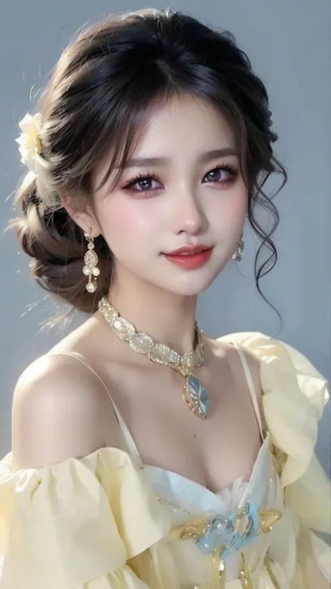 a close up of a woman with long hair wearing a dress, a photorealistic painting by Lü Ji, trending on cg society, computer art, beautiful asian woman, beautiful south korean woman, asian beautiful face