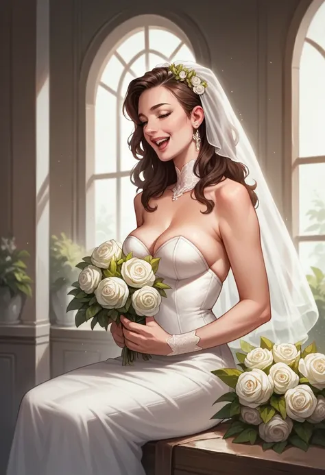 The groom and bride sat in the wedding chairs, they both looked happy. the location of a wedding party room complete with decorations. use the beautiful Indonesian model. dynamic, realistic, cinematic, hyper detailed, vibrant