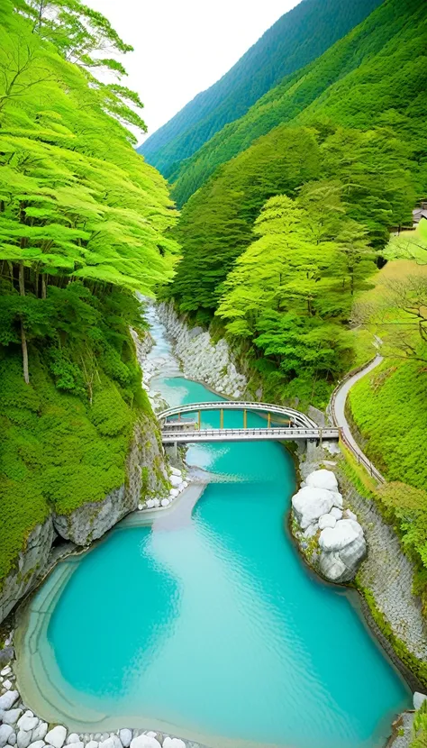 A popular hot spring resort at the entrance to Kurobe Gorge。
Perfect for relaxing after exploring the valley.、Many inns offer hot springs。
