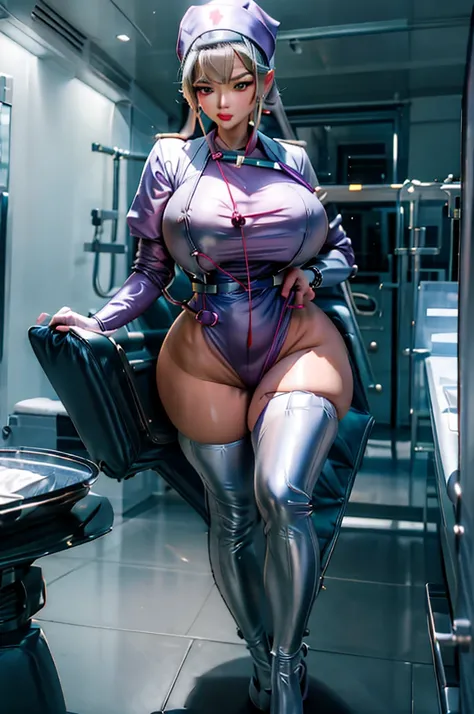 nurse uniform,hospital, latex nurse suit,nurses,busty,elbow gloves,labcoat,grey hair woman,red eyes , gigantic ,medical instruments,asian nurse,two nurses,speculum,examination room,oversize ,big ass ,strap on, lay on table ,legs spreaded,giving birth,gyno ...